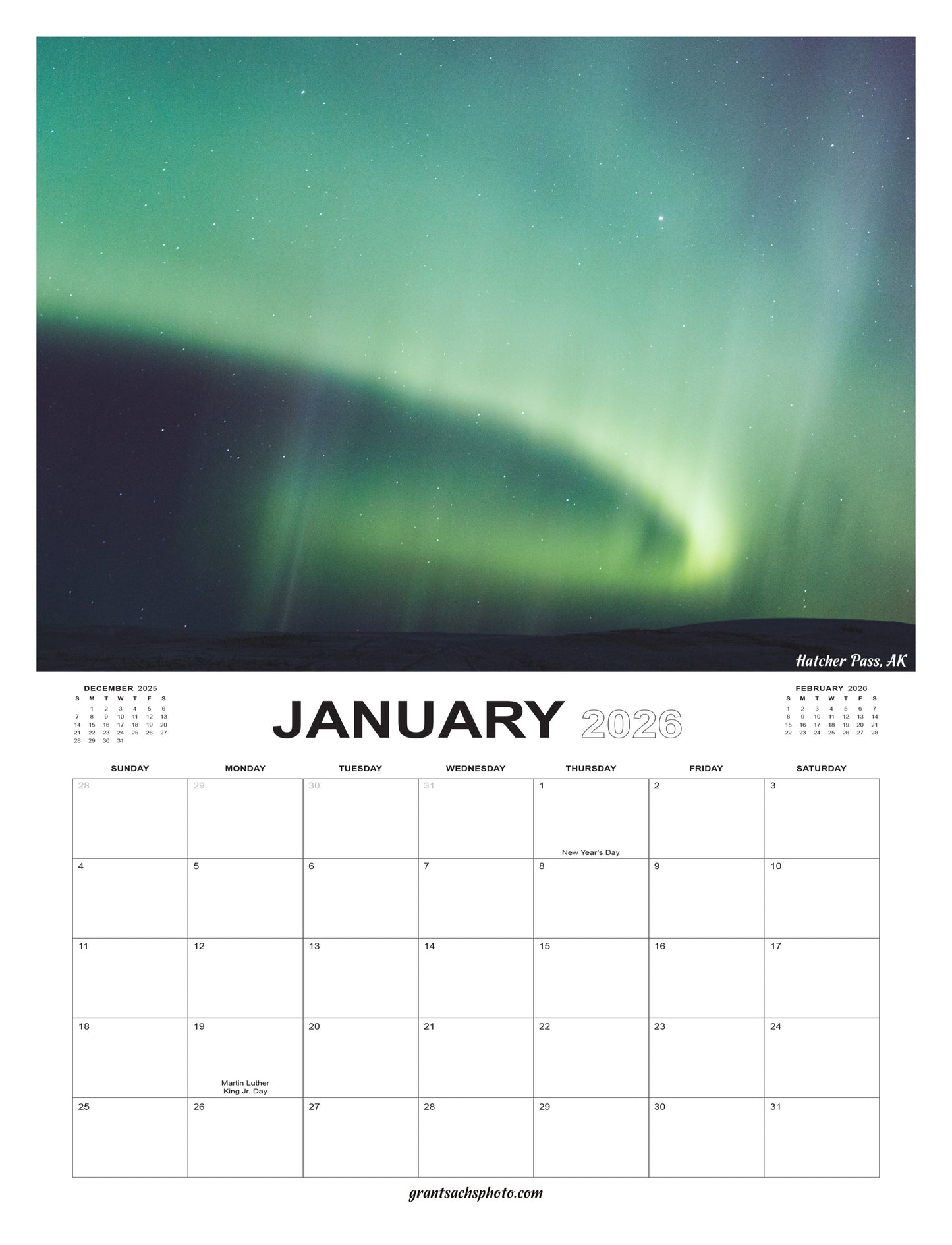 2026 Premium ALASKA Calendar  - Grant Sachs Photography