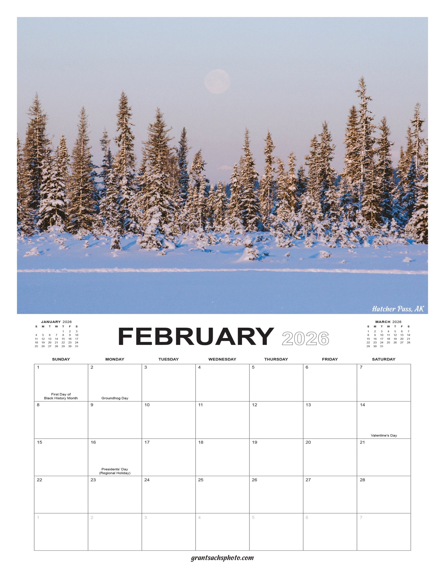2026 Premium ALASKA Calendar  - Grant Sachs Photography