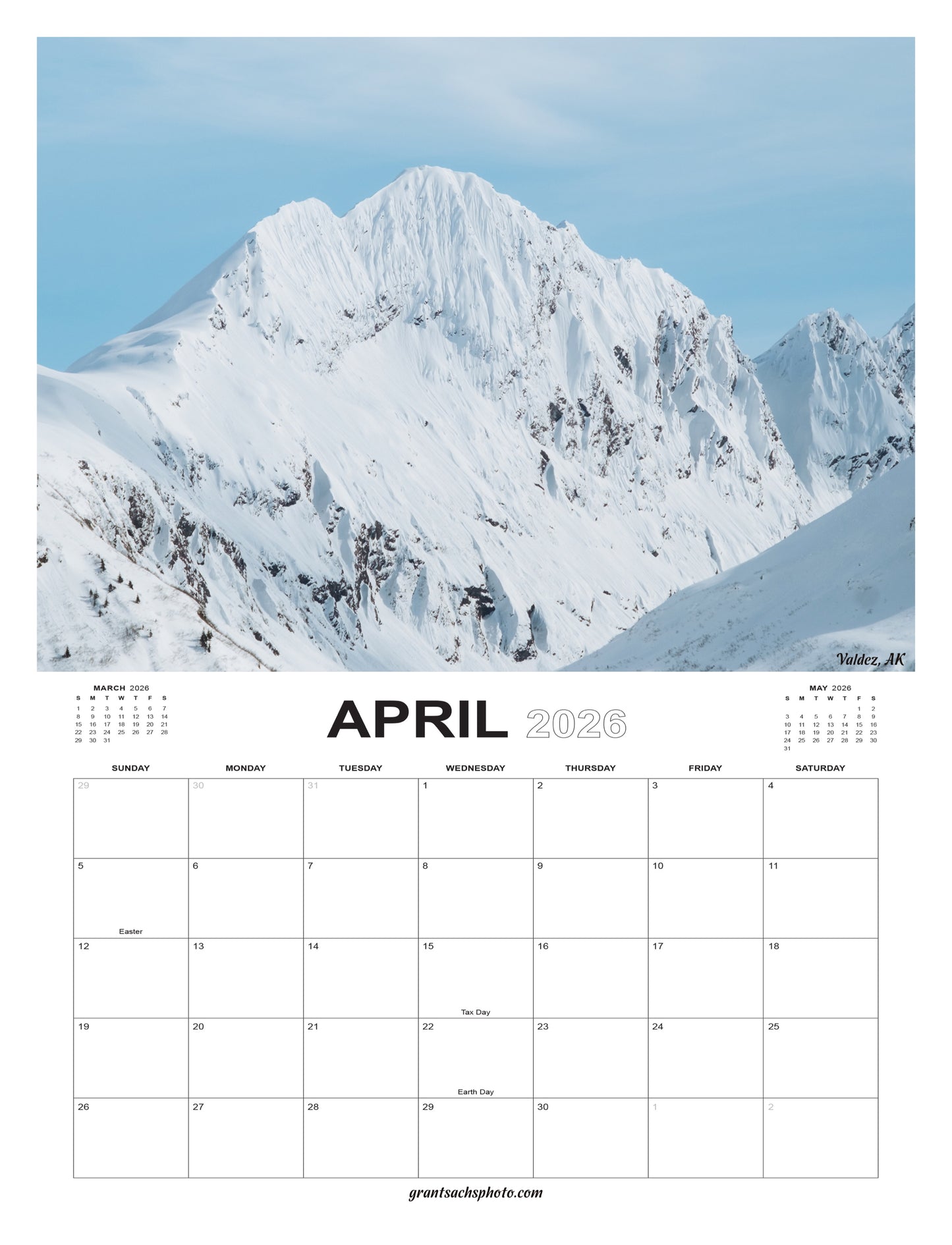 2026 Premium ALASKA Calendar  - Grant Sachs Photography