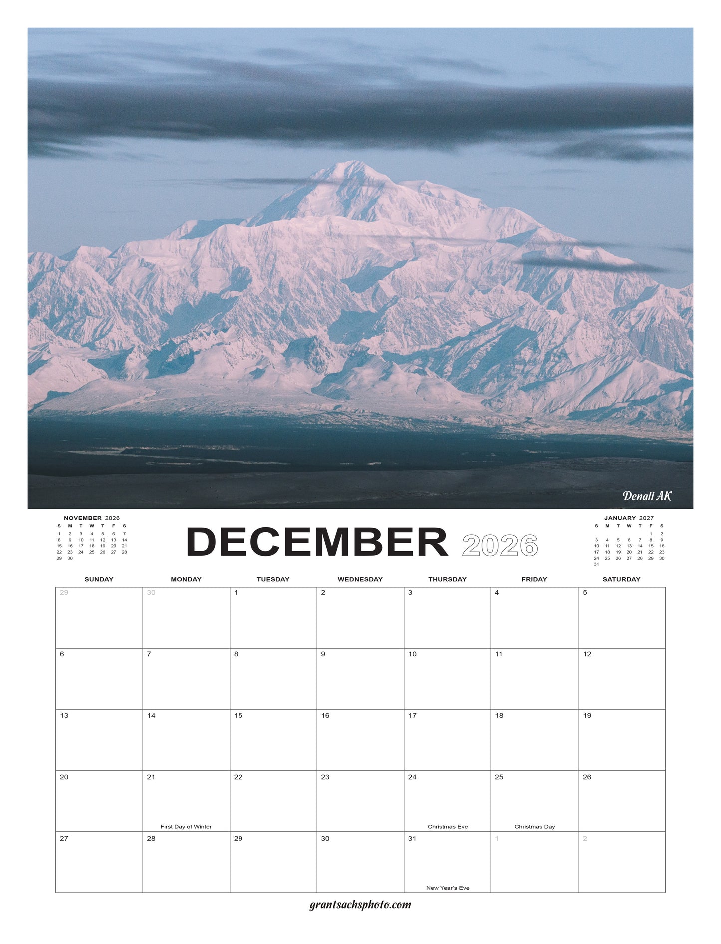 2026 Premium ALASKA Calendar  - Grant Sachs Photography